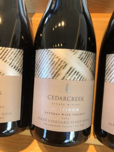 Cedar Creek Estate Winery Platinum Natural Simes Vineyard Pinot Noir