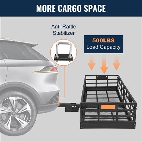 Vevor Cargo Carrier Hitch Mount Rack Folding Luggage Basket 2 Receiver 500lbs Vevor Us