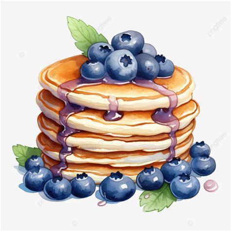 Blueberry Pancakes Watercolor Clipart Ai Generated Pancakes Blueberry