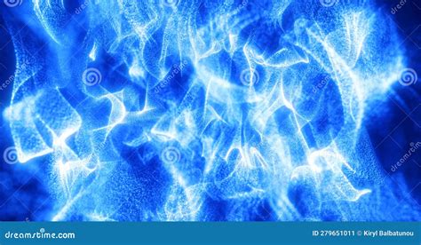 Abstract Blue Energy Waves Futuristic Hi Tech Glowing Particles Stock