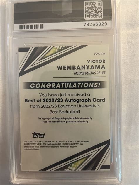 Bowman University Best Autographs Boa Vw Victor Wembanyama