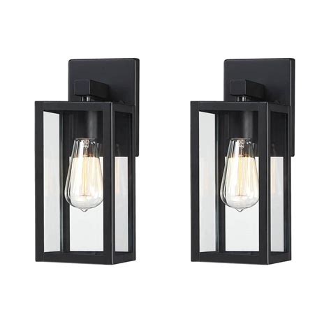 Hukoro Martin 13.5 in. 1-Light Matte Black Outdoor Wall Lantern Sconces ...