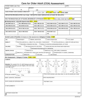 Care For Older Adult Coa Assessment Fill And Sign Printable