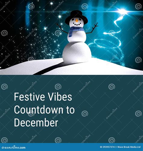 Festive Vibes Countdown To December Text with Christmas Snowman, Stars