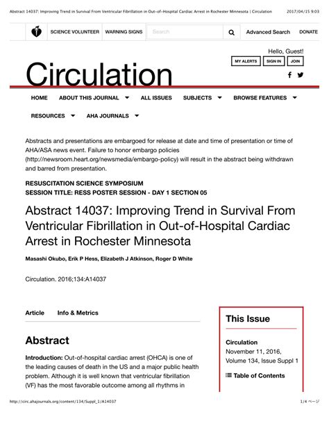 Pdf Improving Trend In Survival From Ventricular Fibrillation In Out