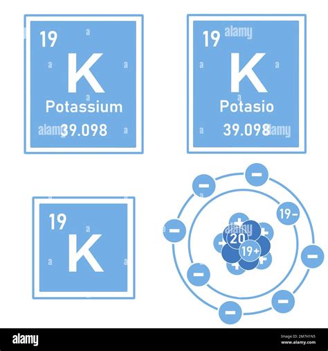 Icono Azul Del Elemento Potasio De La Tabla Periódica Con