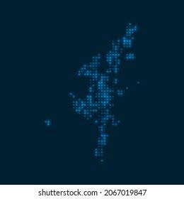 Mainland Dotted Glowing Map Shape Island Stock Vector Royalty Free