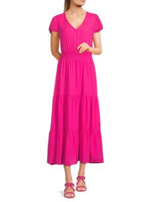 NANETTE Nanette Lepore Smocked Tiered Midi Dress On SALE Saks OFF 5TH