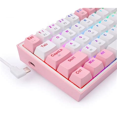 Mexx Teclado Gamer Redragon K Fizz Rgb Pro Blanco Y Rosa