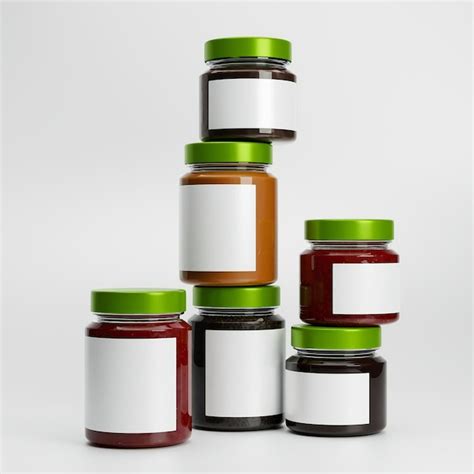 Ensemble De Diff Rents Pots De Confiture En Verre Avec Tiquette Vierge