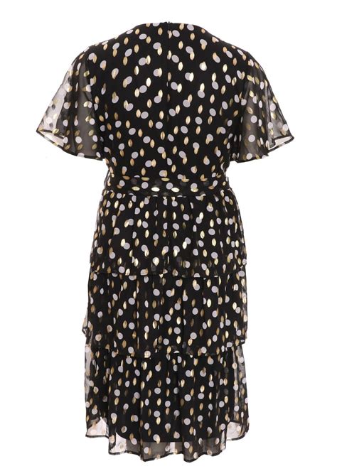 Quiz Black Curve Polka Dot Foil Wrap Midi Dress Matalan