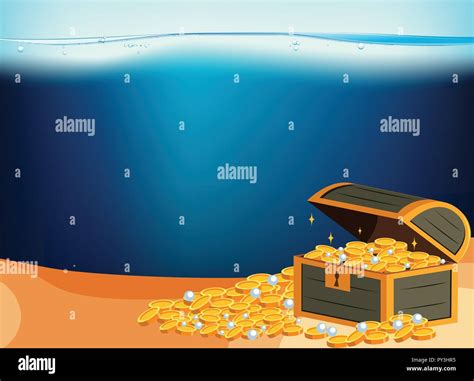 Cartoon Treasure Chest Underwater