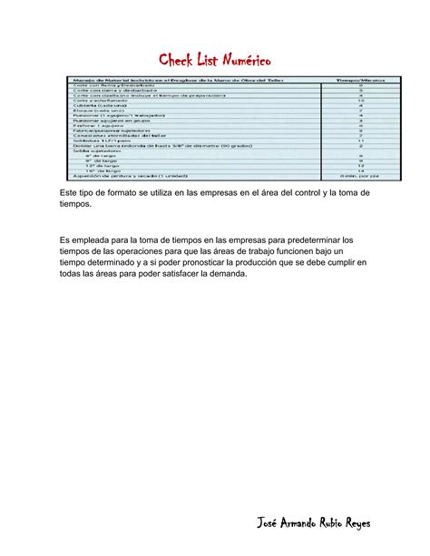 Ejemplos De Checklist Hoja De Registro U Hoja De Control Pdf