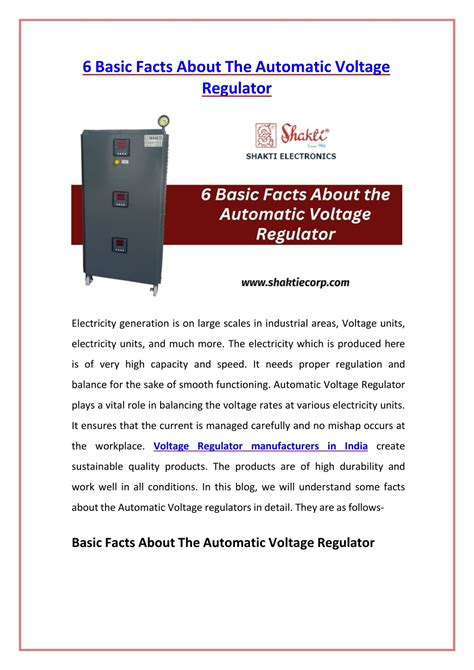 Ppt Basic Facts About The Automatic Voltage Regulator Powerpoint