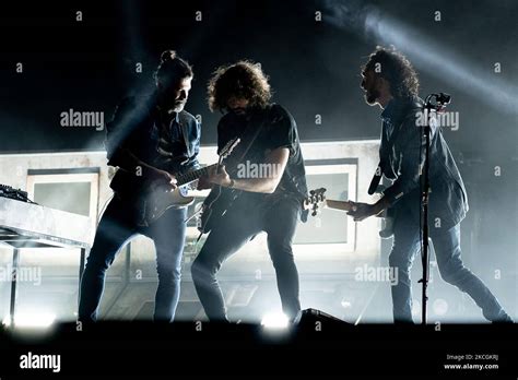 The music band Izal performs at Estadio El Plantio on June 28, 2021 in ...