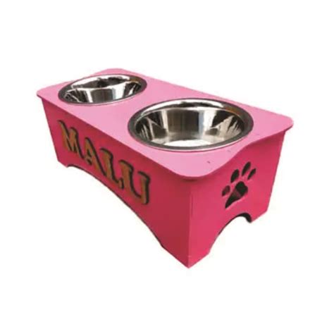 Comedouro Pet Duplo Cachorro Gato Nome Personalizado