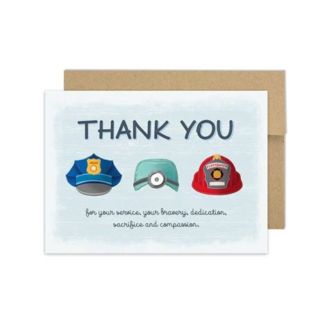 Thank You First Responders Greeting Card For Emergency Etsy