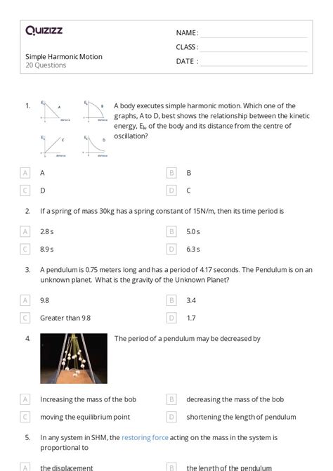 50 Simple Harmonic Motion Worksheets On Quizizz Free Printable