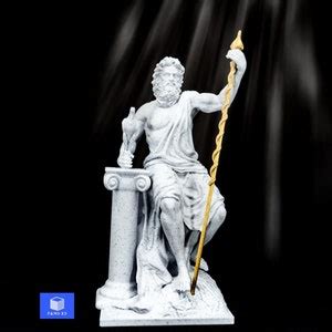 Greek God Zeus Statue W/ Removable Golden Staff, Ancient Greek God of ...