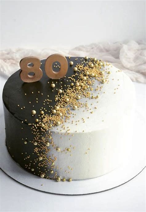 39 Cake design Ideas 2021 : 80 Years Old Black and White Birthday Cake ...