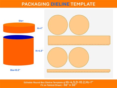 circle box  lid gift box dieline template   dimension