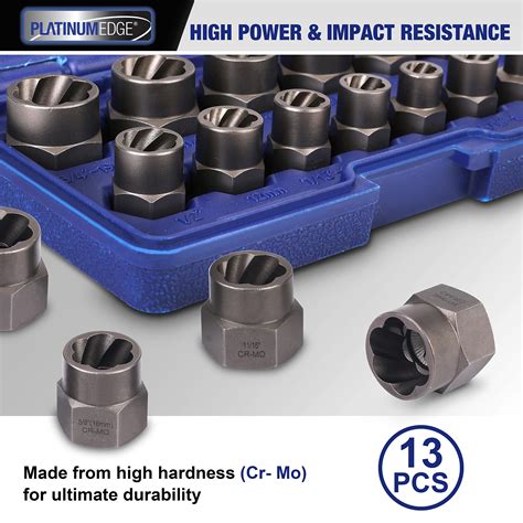 Impact Bolt And Nut Remover Set 13 Pieces Bolt Extractor Tool Set With Solid Storage Case Chrome