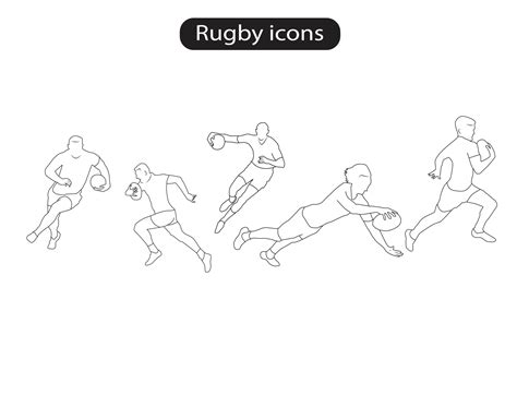 Rugby Sport Players Line Icons Vector Illustration 20515091 Vector Art