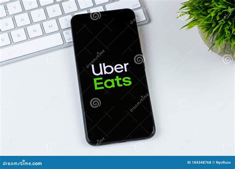 Uber Eats App Logo on a Smartphone Screen. Manhattan, New York, USA May ...