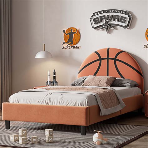 Zoomie Kids Alexsandria Basketball Design Upholstered Twin Platform Bed ...