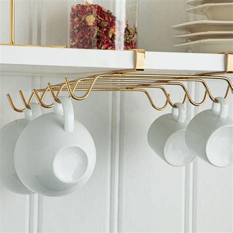 Mug Rack Under Cabinet Coffee Cup Holder 6 Mugs Hooks Under - Etsy