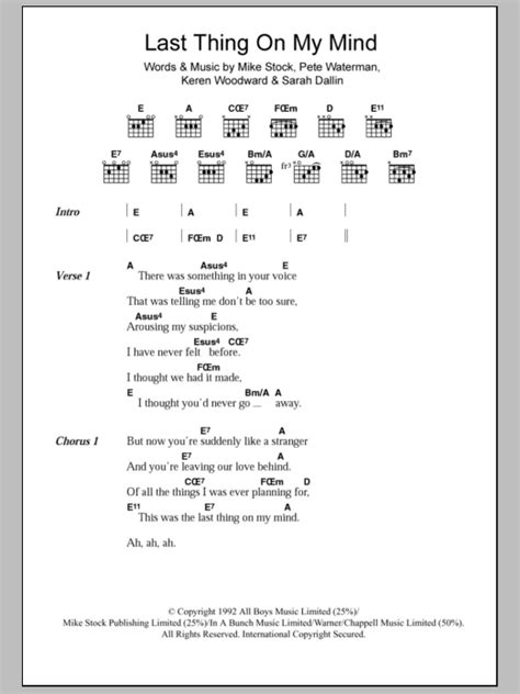 Last Thing On My Mind Sheet Music Steps Guitar Chords Lyrics