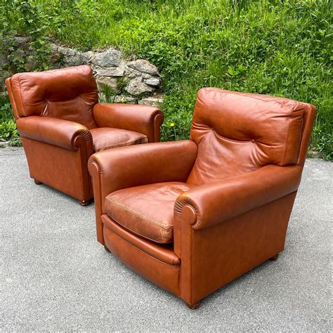 Poltrona Frau Leather Armchairs Edoardo Italy 1970s Set of 2 - Etsy