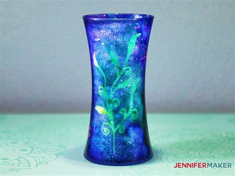 Alcohol Ink Glass Vase Decorated With Stencils Jennifer Maker