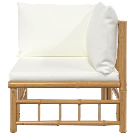 DIOCHE Canapé d angle de jardin avec coussins blanc crème bambou YW