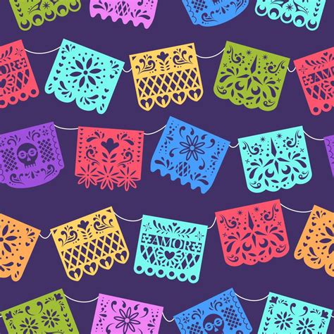 Seamless Papel Picado Pattern 12055785 Vector Art At Vecteezy