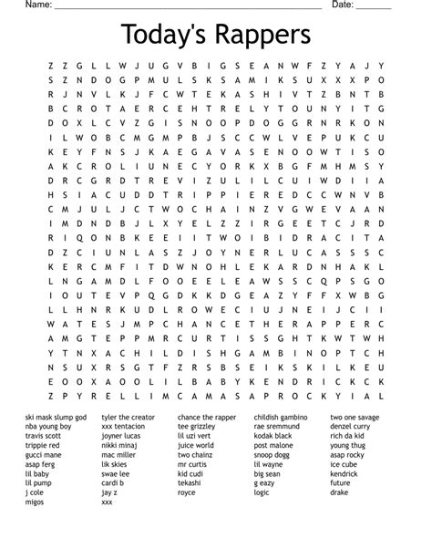 Printable Word Searches Rappers