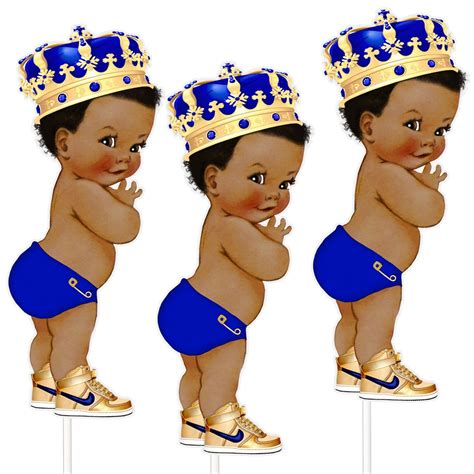 Royal Blue Baby Prince Centerpieces African American Shower Table