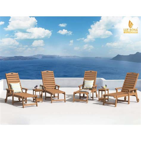 Lue Bona Hampton Teak Patio Plastic Outdoor Chaise Lounge Chair With