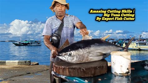 Yellowfin Tuna Cutting Skillscutting Big And Fresh Tuna For