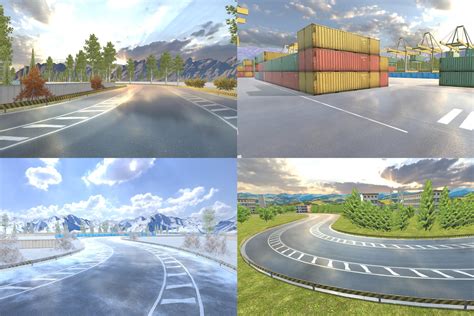 Racing Road Track Pack Modular Mobile Ready 4 Map 3d Roadways