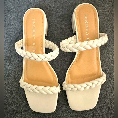 Sincerly Jules Shoes Low Heeled White Braided Sandals Poshmark