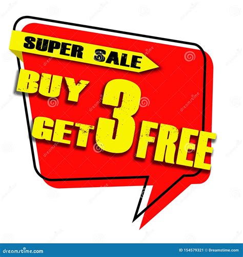 BUY 3 GET 3 FREE PROMOTION LABEL STICKER Stock Illustration