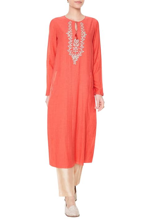 Buy Anita Dongre Rust Embroidered Tunic Online Aza Fashions