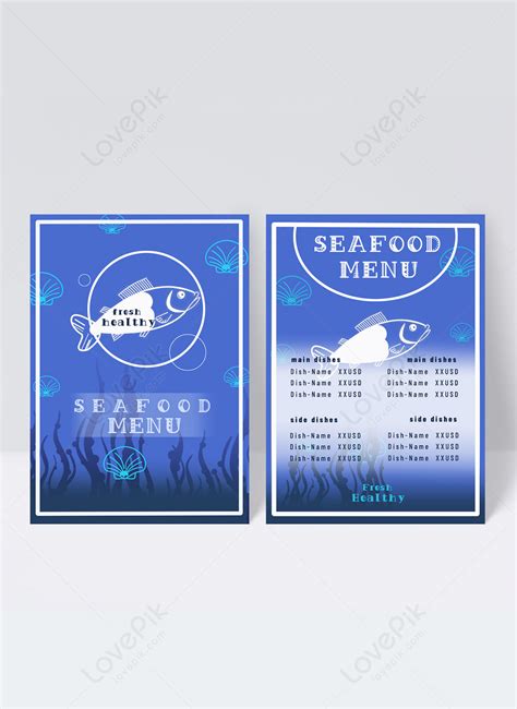 Underwater world restaurant menu white fish template image_picture free ...