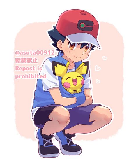 Safebooru 1boy Ash Ketchum Bangs Black Hair Blue Jacket Border Brown Eyes Closed Mouth