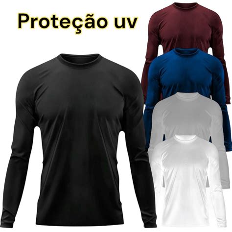 Camisa Manga Longa Proteção Uv Masculina - Camisa proteção uv manga longa masculina proteção 50+ segunda pele ...