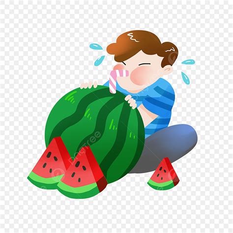 Lixia Hd Transparent Lixia Boy Eating Melon Beginning Of Summer