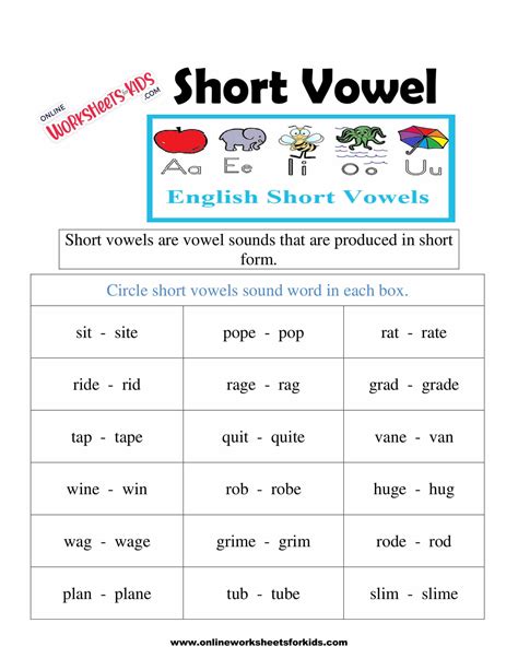 Short Or Long Vowel Worksheets