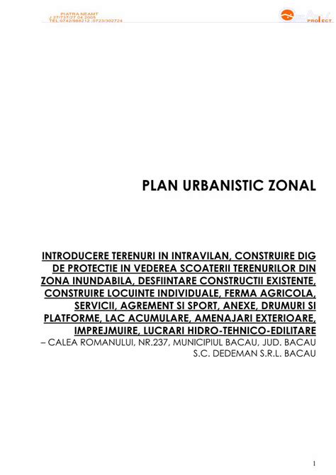 PDF PLAN URBANISTIC ZONAL Municipiulbacau Ro Plan Urbanistic