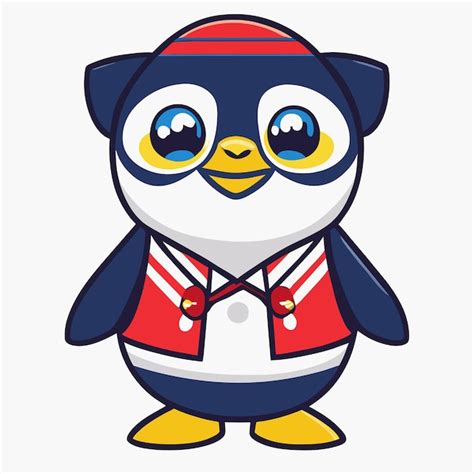 Lindo personaje de dibujos animados de pingüino con un traje de verano